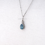 Blue Pear Shaped Lab Grown Diamond Bezel Set Pendant